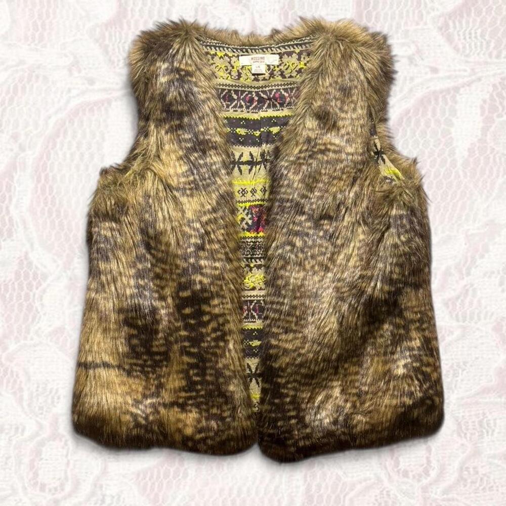 Mossimo Women's Brown and Multi Gilet